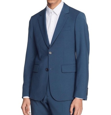SANDRO Formal Petrol Classic Fit Suit Jacket Mens (EU) 46 Grey Blue NEW