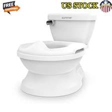 Toddler Potty Chair W/ Easy Clean Realistic Flush Handle Storage Compartment New