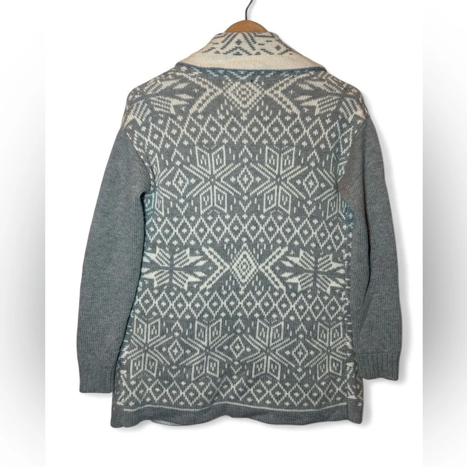 Cárdigan abierto Talbots mezcla de lana suéter copo de nieve geométrico azteca talla pequeña Foto 2 de 4