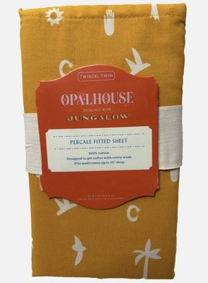 Opalhouse Jungalow Fitted Sheet Twin Mustard Yellow Cotton Percale 