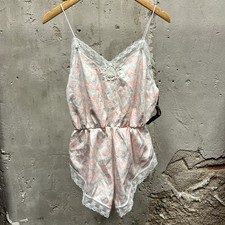 Gilead Vintage 1980s Pink Floral Lace Teddy One Piece Nightie Lingerie Bodysuit