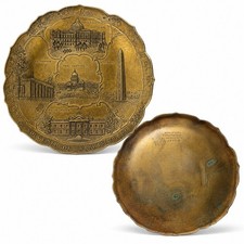 Vintage Roseleaf CoNew York Souvenir of Washington DC Brass Plate Made in Japan