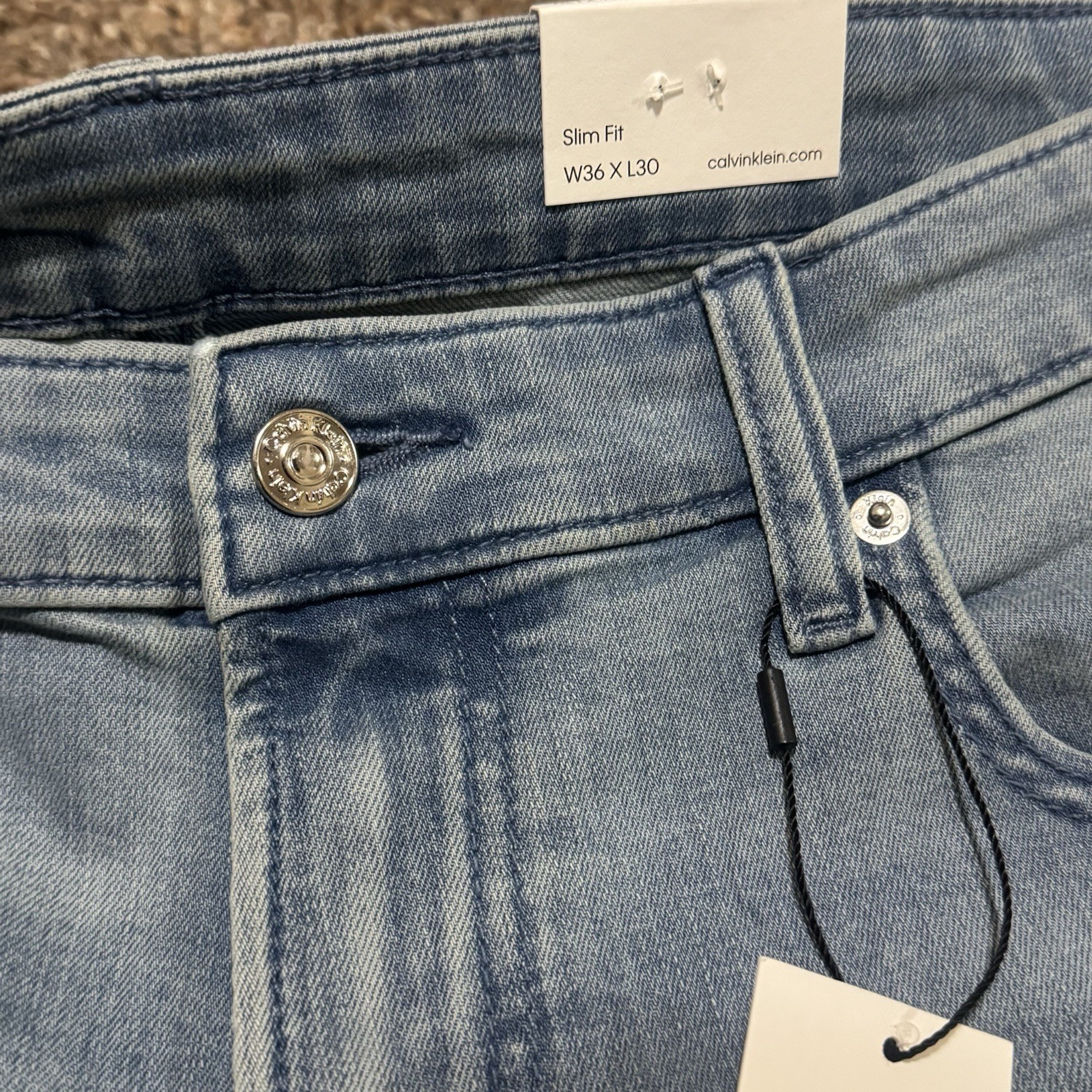 NWT CALVIN KLEIN Men's 36W 30L SLIM FIT HIGH STRETCH JEANS 36X30 Allie Indigo HS thumbnail 4