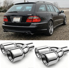 2.5" Auspuffblende Endrohr Edelstahl Doppelrohr f&uuml;r Mercedes E-Klasse W211 S211