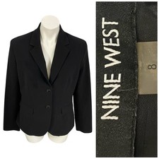 Nine West Blazer Womens Sz 8 Black Jacket Office Work Corpcore Capsule Basic