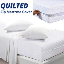 Zip Up Mattress Protector Cover Anti Bed Bug Total Encasement Single Double King