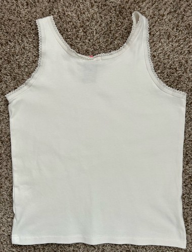 girls Gap SUM 2004 Y2K white tank top size L-10 lace trim - Picture 4 of 6