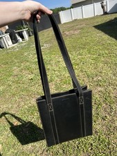 G.H. Bass Co Vintage Black Genuine Leather Laptop Tote Bag