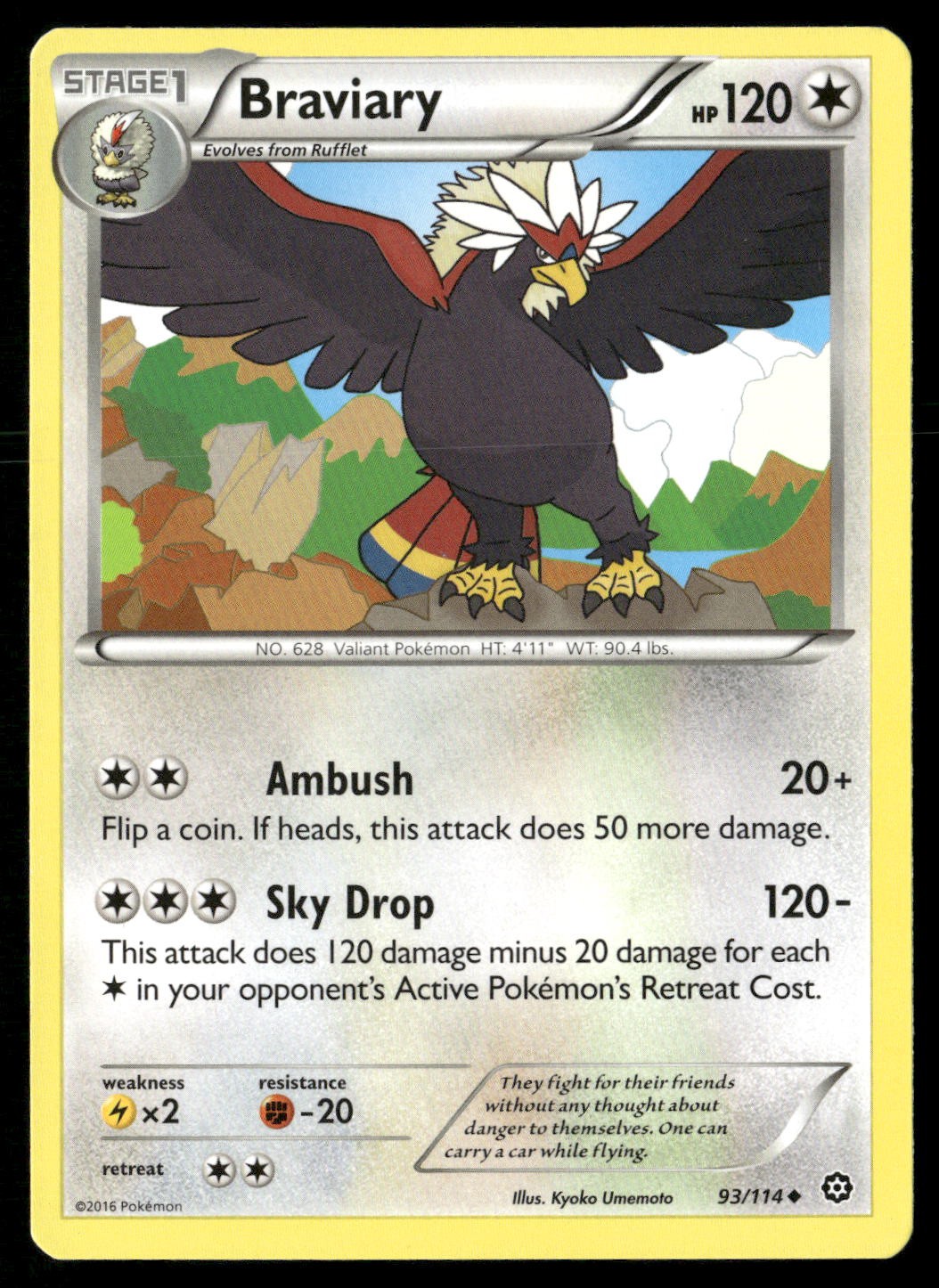 Braviary 93/114 Uncommon Steam Siege Pokemon Lightly Played