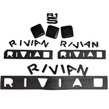 Matte Black Emblem Badge Set For Rivian R1s - Full Kit