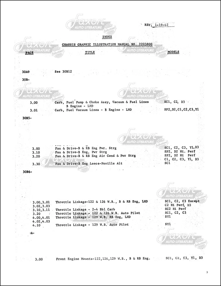 1962 Chrysler Chassi Manual de Montagem de Fábrica Newport 300 New Yorker Imperial - Imagem 3 de 4