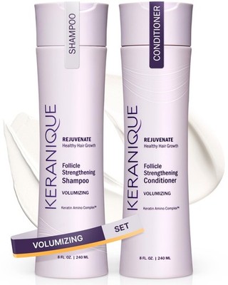 Keranique Volumizing Shampoo and Conditioner Set for Hair Repair and Growth w...