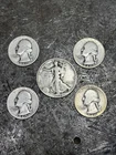 Lot Walking Liberty Half Dollar 1940 S and (4) 1940 Quarters 90% Silver Coins