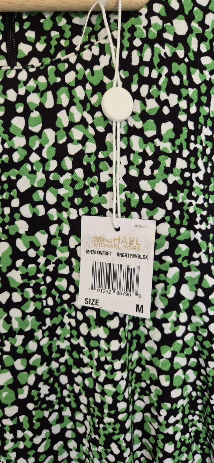 Abito Michael Kors MK logo taglia M manica lunga maculato increspato lunghezza ginocchio