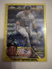 2023 Topps Chrome Update Oswald Peraza USC123 Yellow RC /75 Yankees Angles SP 🔥