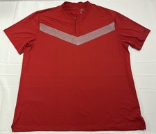Nike Golf Dri FIT XXL 2XL Red  White Snap Blade Collar Polo Shirt Golf Casual