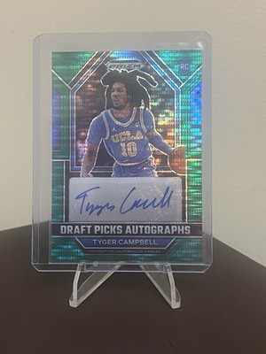 Tyger Campbell 2023 Prizm Draft Basketball Green Auto /25 RC UCLA Bruins