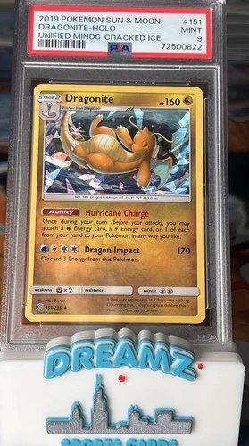 Dragonite - (Cracked Ice Holo) 151/236 Unified Minds Graded PSA 9
