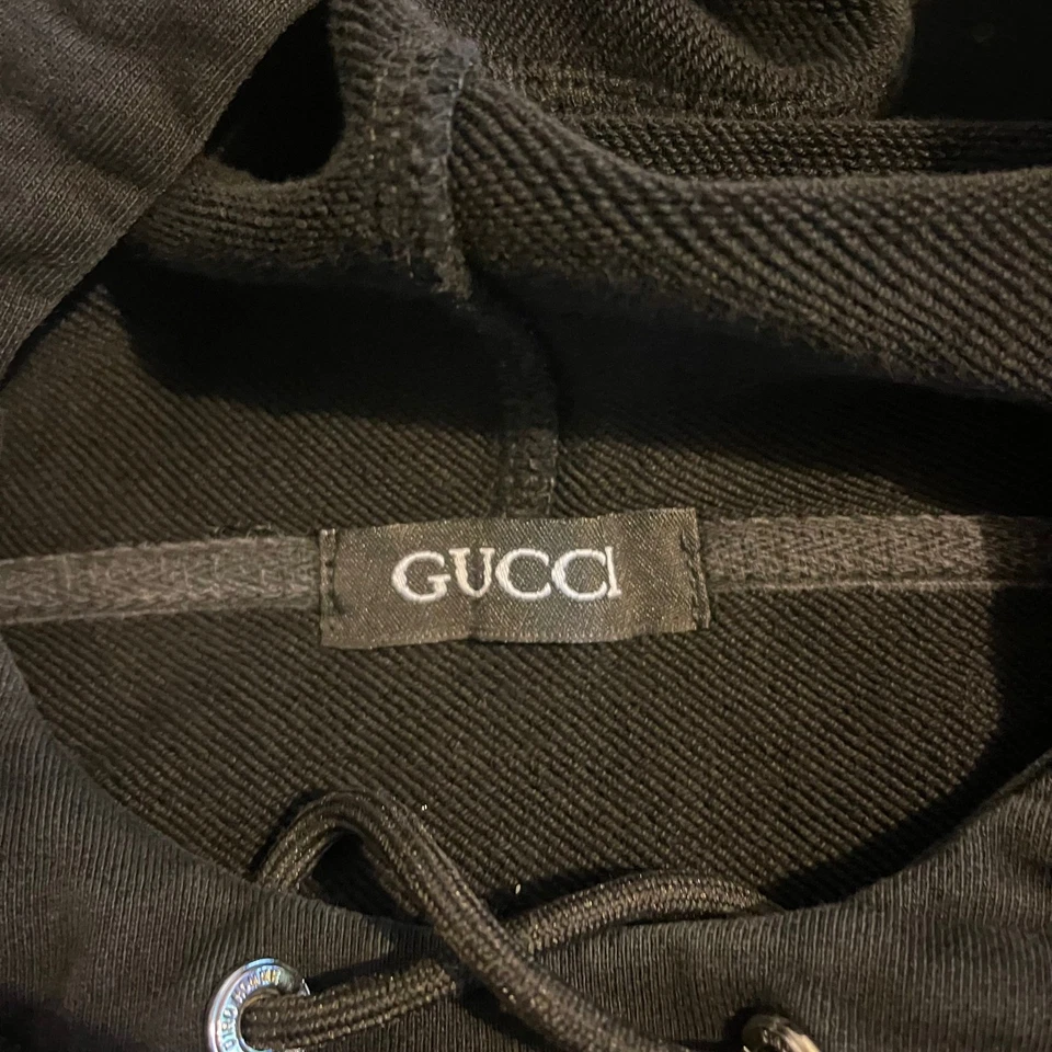 Gucci Black Embroidered Insect Cotton Silk Blend Hoodie Made in Italy Womens S - Image 3 of 4