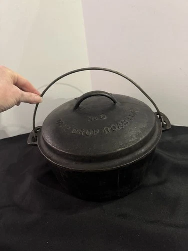 Vtg/ Antique Wagner Ware No 8 Drip Drop Round Roaster Sidney O w/  Lid & Trivet