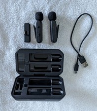 2 Pcs Wireless Lavalier Microphone for iPhone iPad Android w/ Charging Case