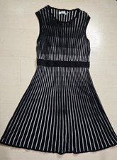 Calvin Klein Womens Fitted Flare Dress Large Acrylic Sleeveless Black