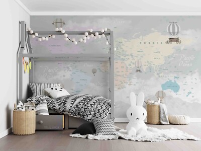 3D World Map Hot Air Balloon Wall Murals Wallpaper Murals Wall Sticker