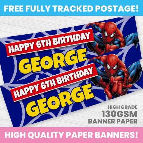 Personalized Spiderman Birthday Banner – Any Name, Paper, Party Decoration