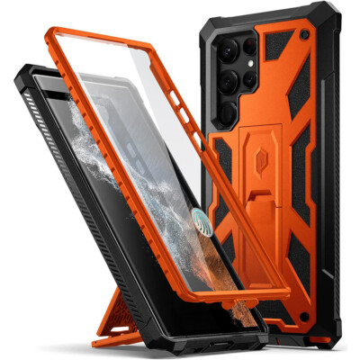 For Galaxy S22 Ultra Case | Poetic [Full Coverage] w/Stand Cover Metallic Orange