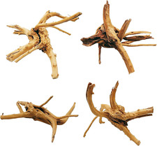 4PCS Driftwood for Aquarium,8-10In Natural Spider Wood Reptile Branches Fish Tan