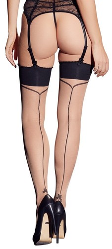 STOCKINGS GERMANY 4" ILLUSION KNIT INS BACKSEAM 10% LYCRA SMALL- X-LARGE. - Picture 2 of 4