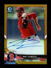 2018 BOWMAN CHROME GOLD REFRACTOR MIKE SHAWARYN RC AUTO 45/50 BOSTON RED SOX