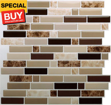 12" x 12" Peel and Stick Self Adhesive Kitchen Backsplash, Stick On Tile Backspl