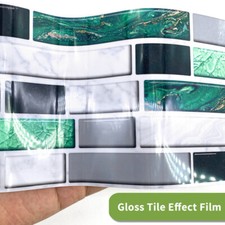 9pcs Green Agate Marble Mosaic Adhesive Bathroom Kitchen Wall Tile Stair Sticker