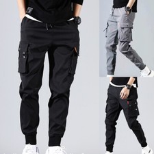 Men Casual Hip Hop Harem Pants Cargo Pants Streetwear Fashion Joggers Black
