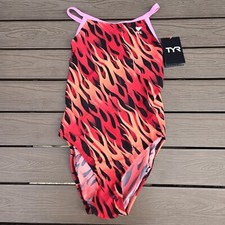 TYR Durafast Womens Inferno Diamondfit One-Piece Swimsuit Red Size 34 New
