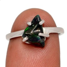 Natural Chalama Black Opal 925 Sterling Silver Ring Jewelry s.7 CR69892