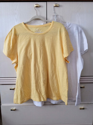 Time and Tru Womens Lot of Two Cotton Blend T-Shirts YELLOW WHITE SIZE 3XL (22)