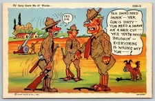 1940s WW2 Comic Postcard Th' Sarg Gave Ne Th' Works  C.T. Art Colortone
