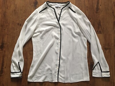 Ladies ( Matalan ) Long Sleeved Off-White Blouse ( Size: UK 8 )