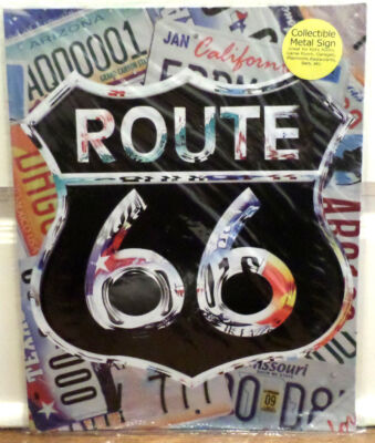 Route 66 License Plate Collage Metal Tin Advertising Sign