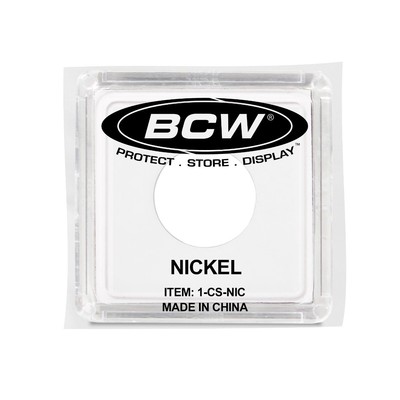 3 BCW Premium 2x2 Snap Coin Holders Nickel Size 21.2mm Black Frame Double Sided