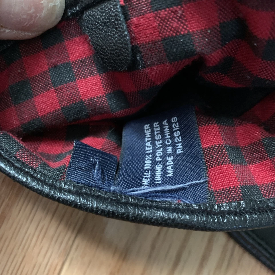 Guantes de cuero negros CHAPS para hombre talla L forrados de lana a cuadros Foto 4 de 4