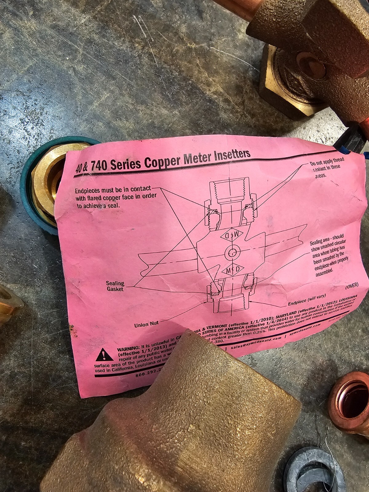 NEW! A.Y. McDonald Copper Water Meter Setter Horizontal Horn W/ Misc ...