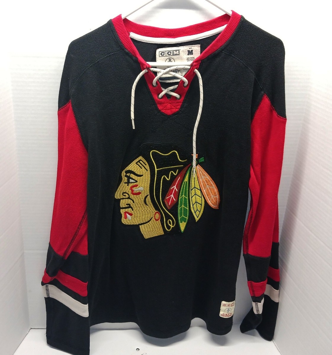 Vintage CCM Chicago Blackhawks NFL Jersey Sweatshirt Adult