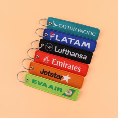 STUNNING LUFTHANSA AIRLINES EMBROIDERED TAG KEYCHAIN/KEY RING...NOT EASILY FOUND