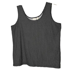 Chico’s Sz 3 XL Black White Polka Dot Sleeveless Stretchy Layered Basic Tank Top