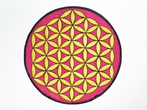 Round Sew On Patch Nepalese Embroidered 15.4cm Flower of Life - Various Colours - Picture 7 of 22