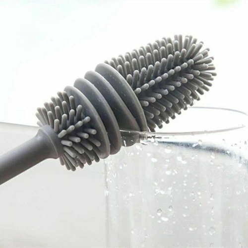Long Handle Silicone Bottle Brush Cup Scrubber Glass Cleaning Brush Kitchen Tool - Picture 10 of 14