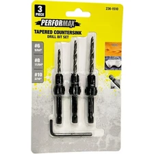 Performax Tapered Countersink Drill Bit Set 3 Piece By Menard New